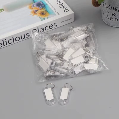 Бирка-ключ ABS, прозрачная цветная, с местом для надписи, 4,9×2 см