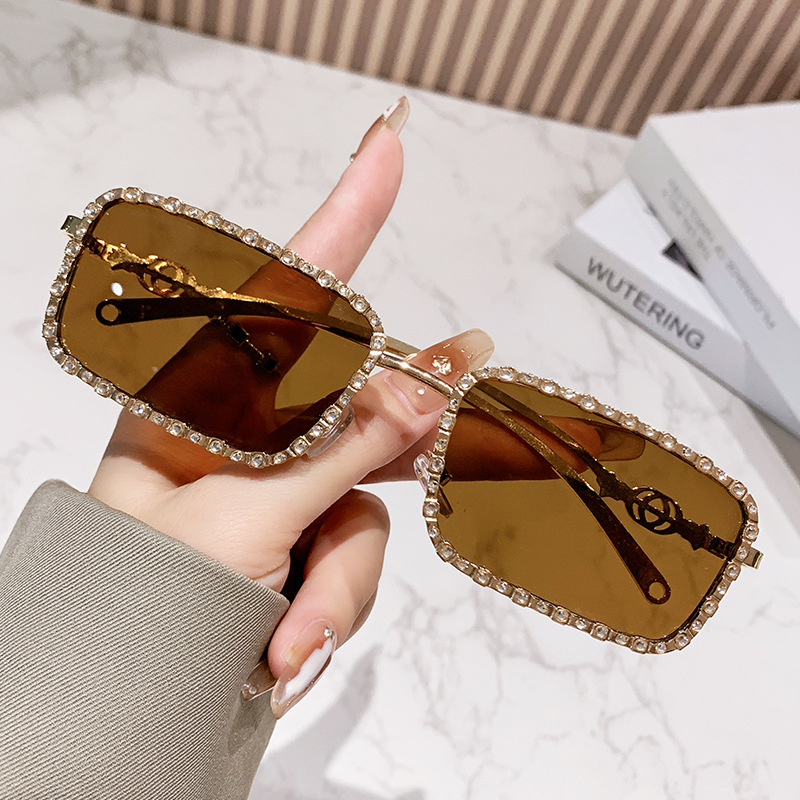 新款欧美风INS个性方形全框太阳镜g家女网红镶钻框街拍百搭墨镜潮