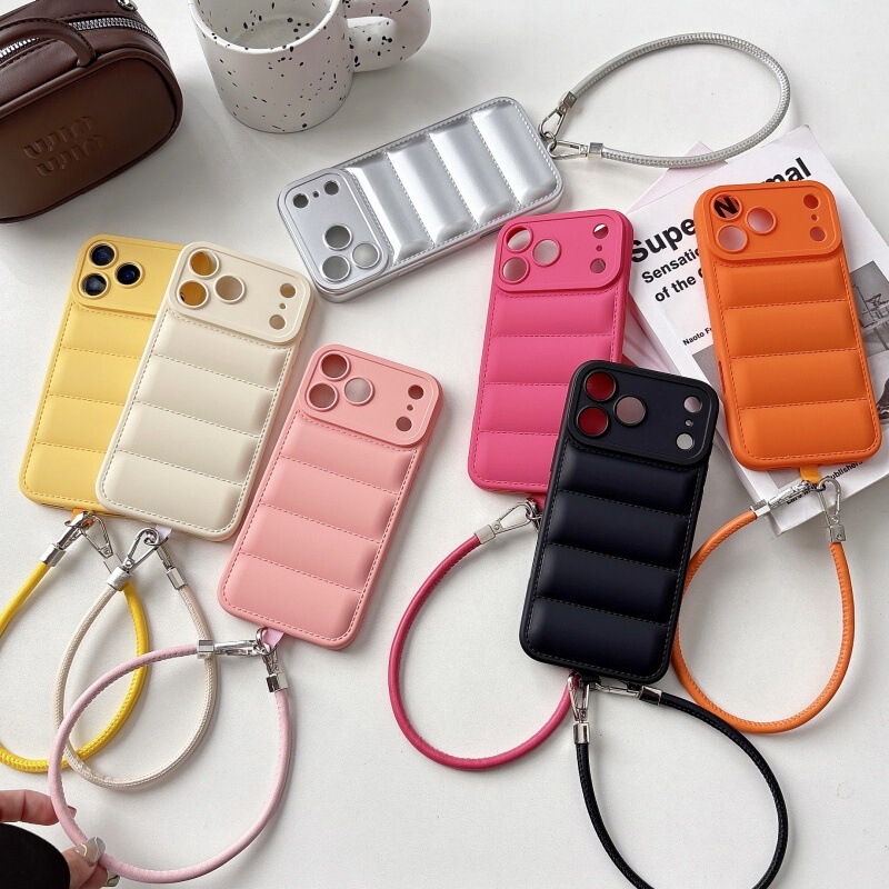 Autumn and Winter Wave Stereo down Jacket Suitable for Iphone17Promax Mobile Phone Case Korean Apple 16P Protective Cover Autumn and Winter Wave Stereo down Jacket Suitable for Iphone17Promax Mobile Phone Case Korean Apple 16P Protective Cover