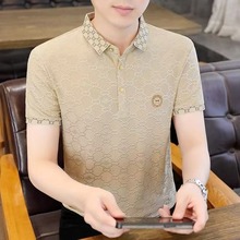 ins短袖T恤男士polo衫新款2025年夏季凉感修身翻领半袖体恤衫潮流
