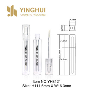 Round Lip Gloss Tube Cap Bottle Injection Molding Transparent Standard Brush Head Cosmetic Packaging Material