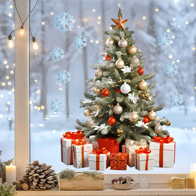 窓や窓のパーティーデコレーションを美しく飾るための外国貿易クリスマスツリー静電ステッカー家の装飾ガラスステッカー|undefined