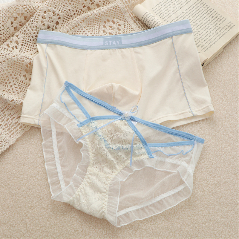 Black and White Couple Underwear, Lace Sexy, One Man and One Woman Couple Underwear, Cotton, Skin-Friendly and Comfortable, Gift for Boyfriend
