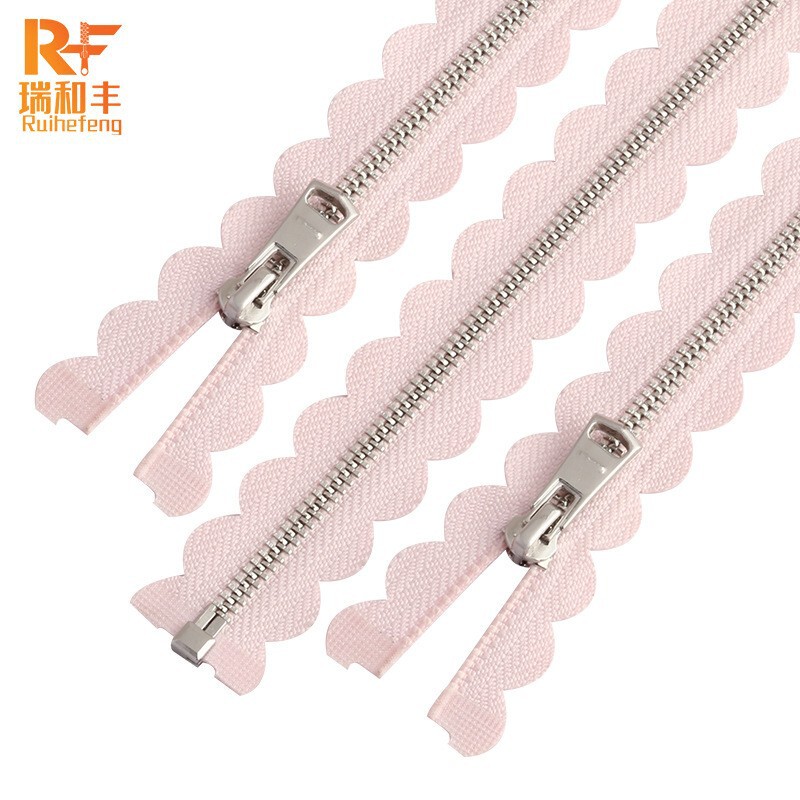 Zipper factory direct sales No. 3, No. 5, burned flower double-pull metal zipper clothing zipper leather zipper Zipper factory direct sales No. 3, No. 5, burned flower double-pull metal zipper clothing zipper leather zipper