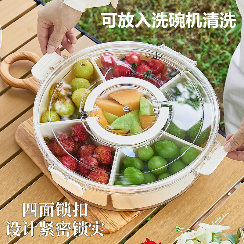 Dishwasher-Safe Portable Rotating Fruit Box, Portable Fruit Compartment Storage Box, Sealed Food-Grade Preservation Box