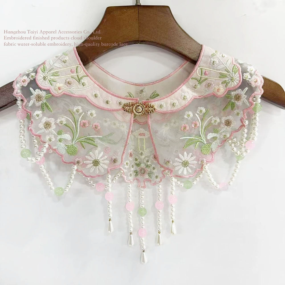 Облачные плечи юбка с конским лицом аксессуары милые дети вышивка маленький плащ костюм круглый воротник жемчуг ретро темперамент