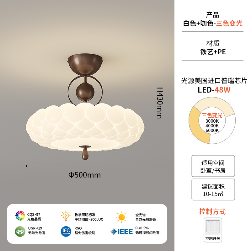 Diga lámpara de techo de dormitorio francés estudio de dormitorio de crema medieval diseño de lámpara de mariposa simple protección ocular de espectro completo