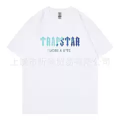 2025 Cross border European and American Trendy Brand TRAPSTAR Letter Cotton T-shirt Summer Breathable Men's and Women's Casual Round Neck Short Sleeve