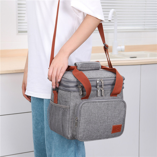 Amazon's new double-layer thermal bag portable lunch bag lunch thermal bag wholesale outdoor picnic ice bag