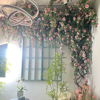 玫瑰花假花藤蔓网红墙面装饰花墙造景管道护栏阳台遮挡绢花植物墙