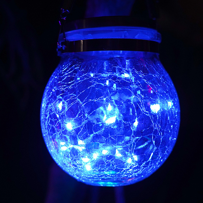 Lámpara solar para exterior/jardín, con efecto de grieta/botella/colgante/deseos, decoración creativa, lámpara de botella Mason navideña