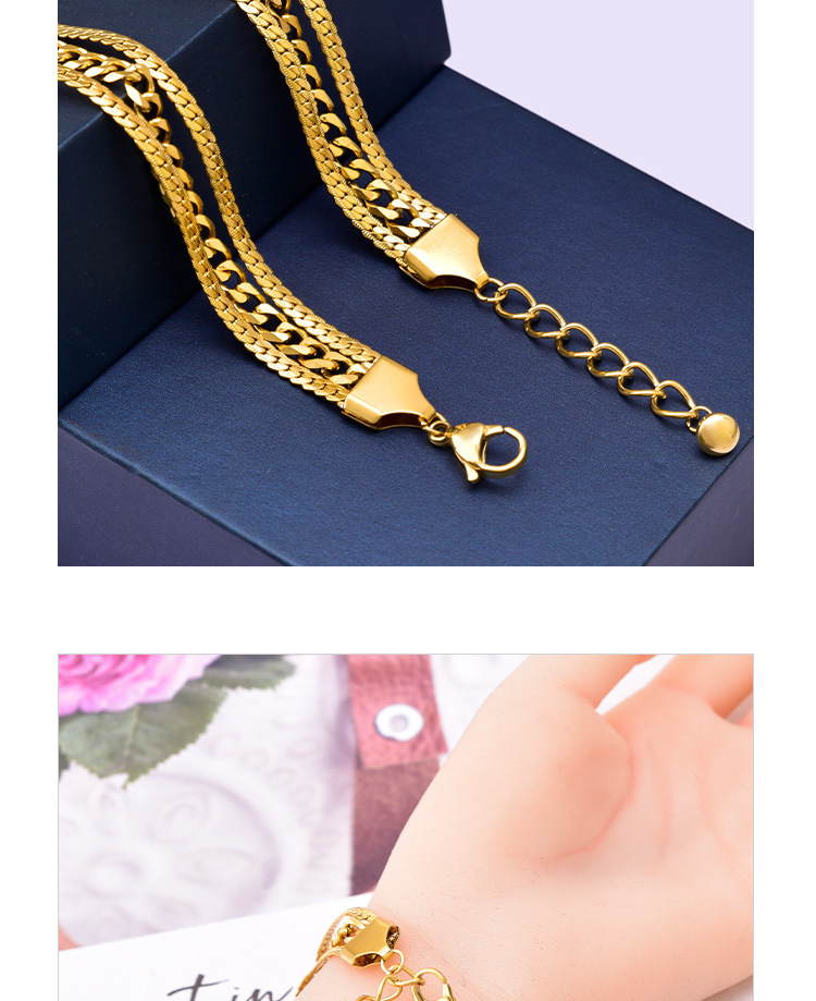 18K Gold Plated Plating Material 304 Stainless Steel Pendant Material Fashion Solid Color 304 Stainless Steel 18K Gold Plated Stainless Steel Bracelets In Bulk