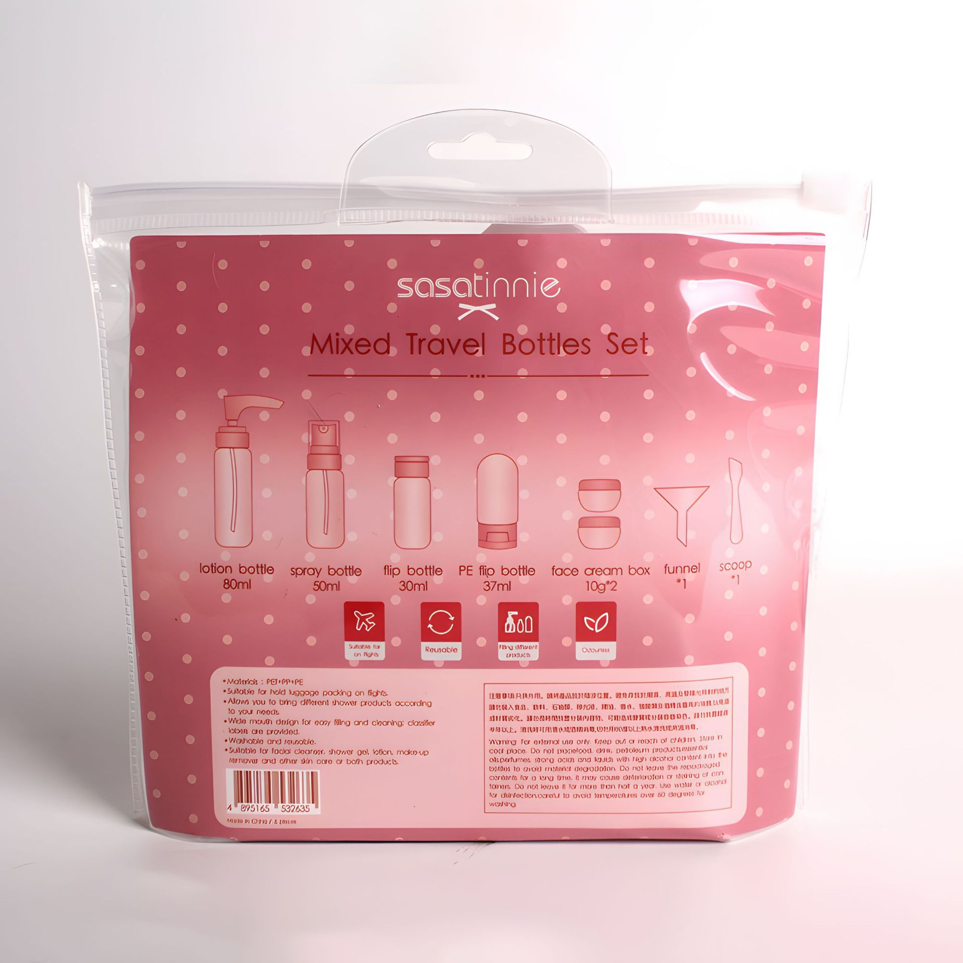Venta al por mayor de cosméticos, loción de agua, perfume, juego de lavado y almacenamiento, juego de botella de subembalaje de viaje para viajes de negocios