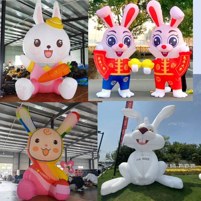 充气兔子气模财神兔发光道具兔年大型元旦吉祥物卡通商场美陈装饰