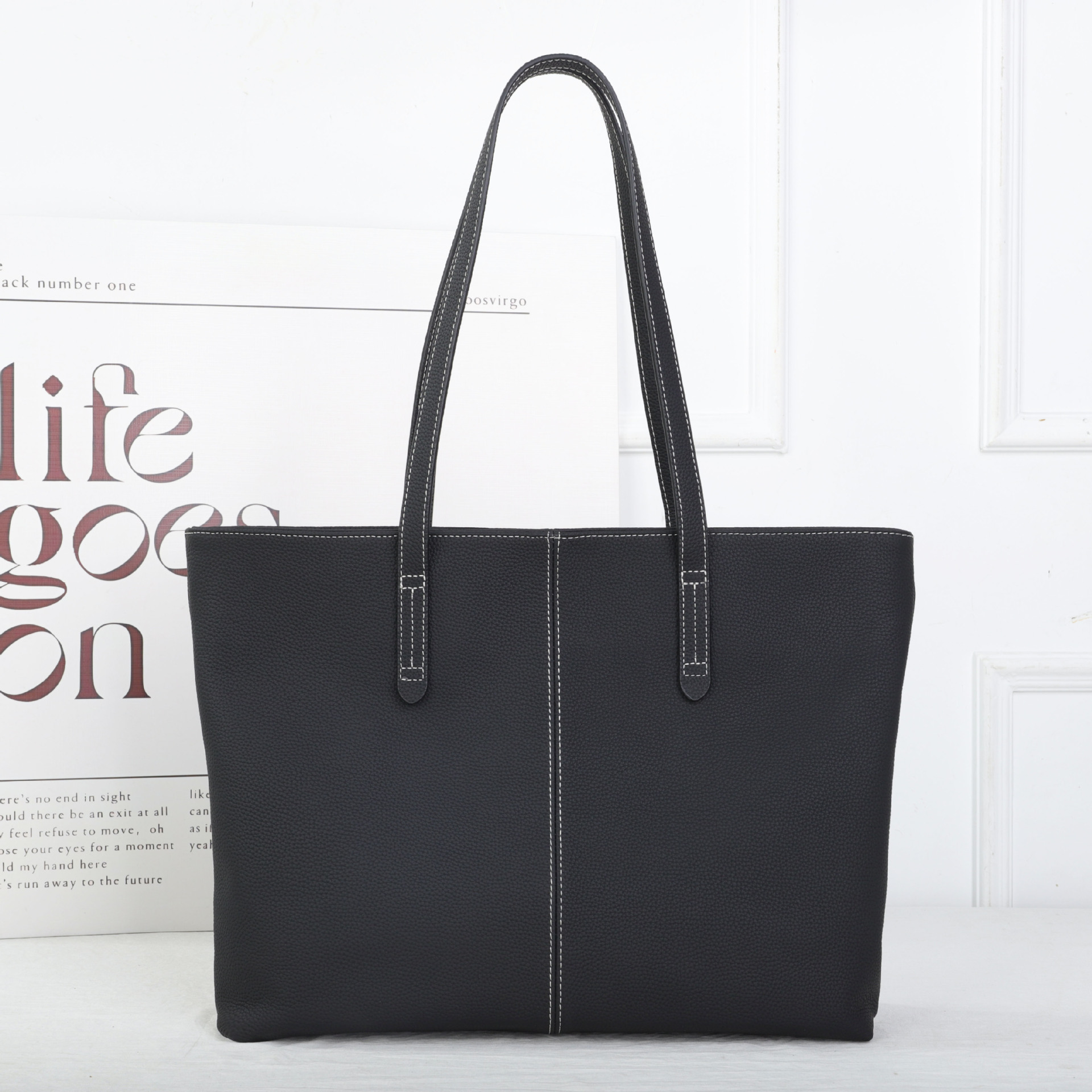 Top Grain Cowhide Leather Shoulder Bag For Women, Large Capacity Tote Bag, Simple Shopping Bag, Genuine Leather Laptop Briefcase For Commuting - Thumbnail 7