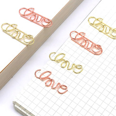 Creative Rose Gold Cute Clip Pins Bulk Metal Letter Cartoon Heart Bookmark Pins