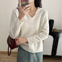 设计感小众连帽针织衫女2025新款春装宽松显瘦打底衫韩系开春上衣