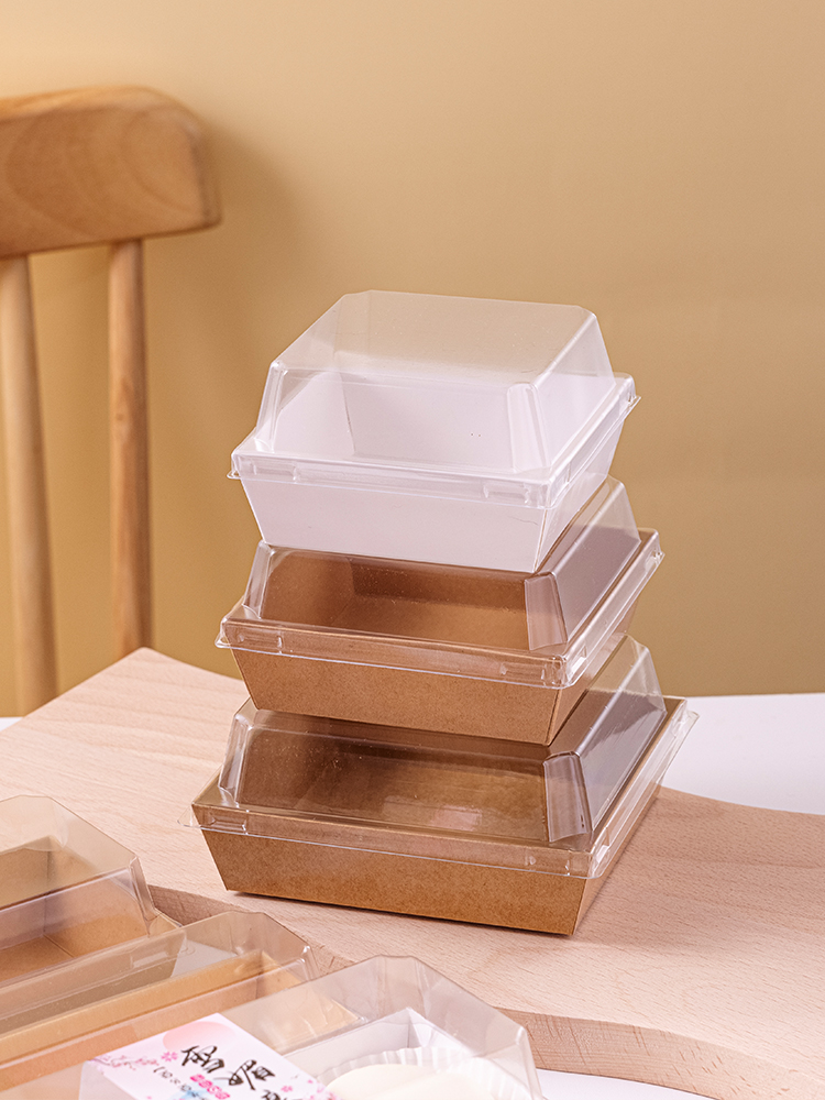 Caja de embalaje de sándwiches, caja de polvo de pastel, caja de postres, caja de embalaje de piel de vaca