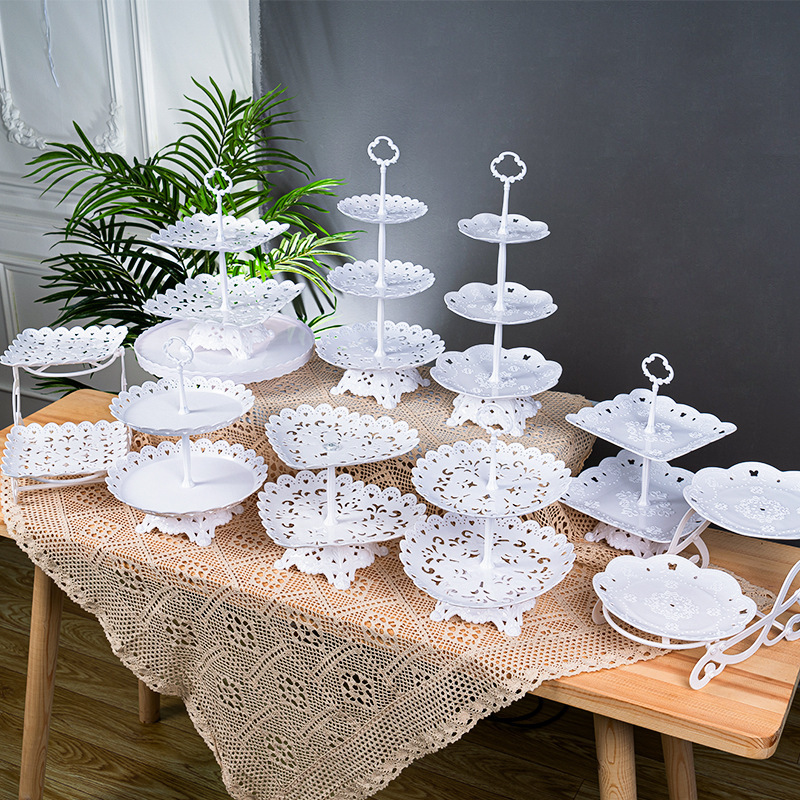 生日布置甜品台摆件婚礼展示架子欧式水果糖果塑料蛋糕托盘点心B&|undefined