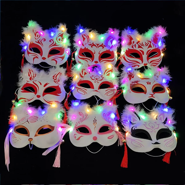 Feather Glow Fox Mask Mixed Colors
