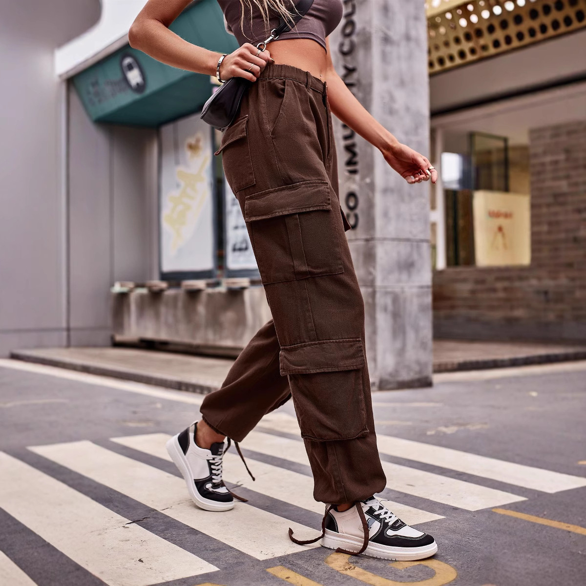Pantalones Cargo Vaqueros de Diseño Holgado con Cordón, Estilo Informal y Deportivo, para Mujer, Comercio Exterior Europeo y Americano, Novedad de Amazon 2024