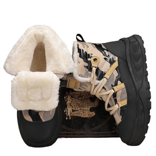 2025 Men's Winter Fleece-Quilted High-Top Martin Boots | Men's Workwear Shoes | Trendy Thick-Soled, Padded Cotton Boots for Warmth | Ankle Boots