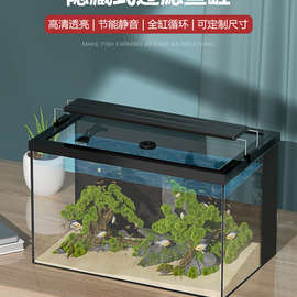 鱼缸超白生态客厅小型桌面背滤免换水造景龟缸水族箱带盖养鱼新手