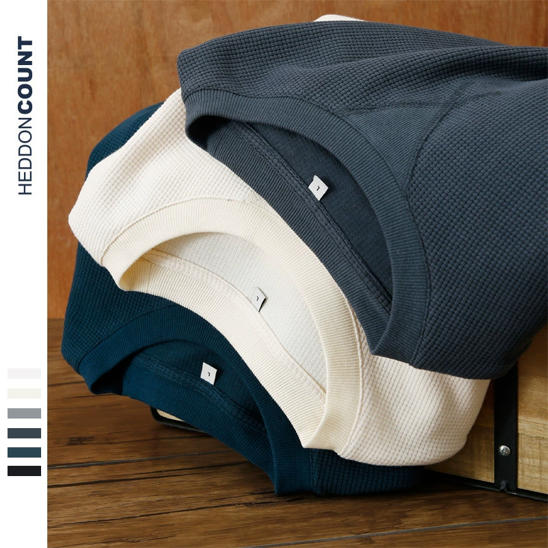 Tengsuo Men Summer Новый 220g грамм вафли с круглым вырезом футболка сплошной цвет свободный простой треугольник с короткими рукавами