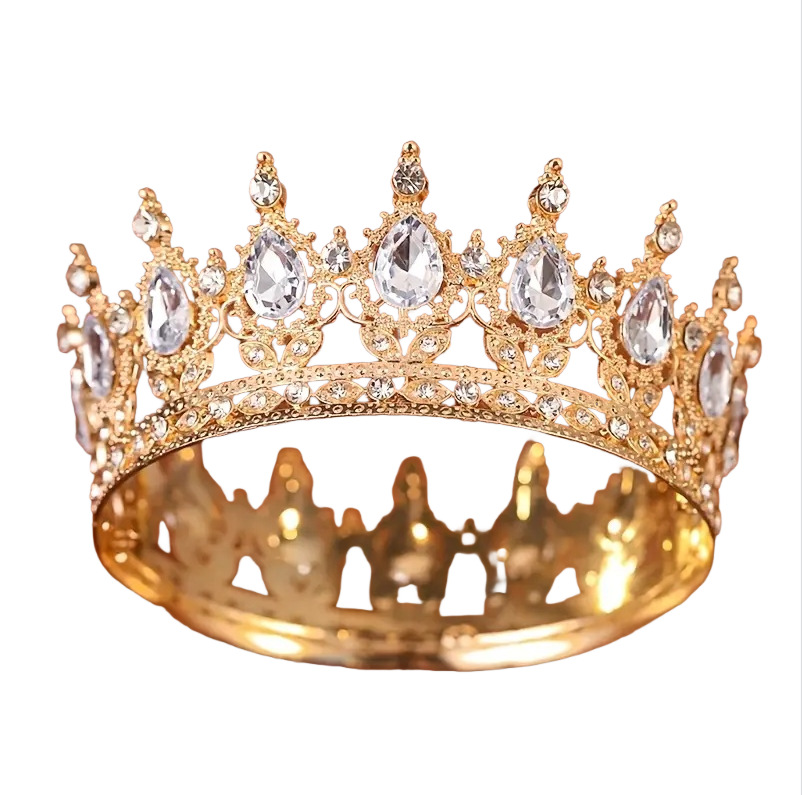Barroco transfronterizo corona redonda cabeza de novia europea regalo de cumpleaños barroco corona redonda joyas para el pelo