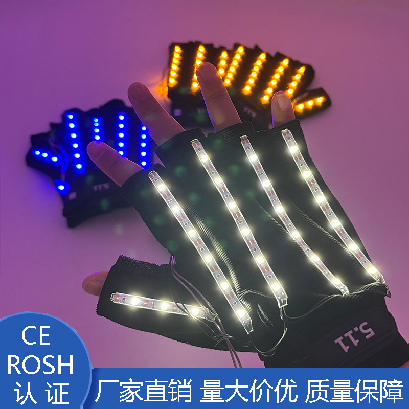 Nuevo LED parpadeante Guantes luminosos 6V etapa bar espectáculo nocturno traje mascarada Accesorios luminosos