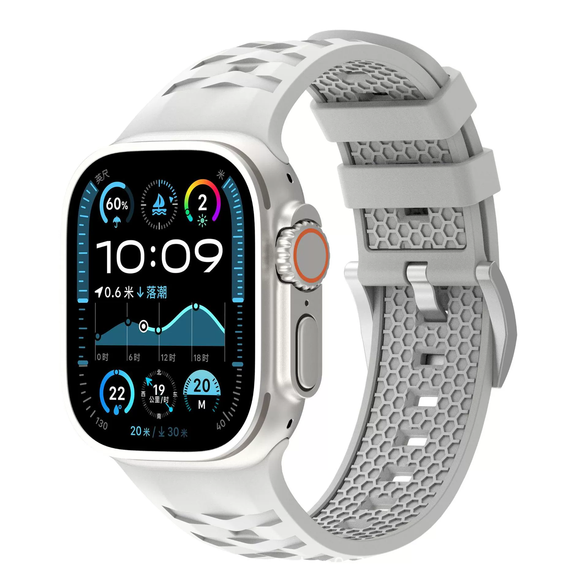 Применимо к высококачественному силиконовому ремешку Apple watch из нержавеющей стали с серебряной пряжкой SE Ultra2 поколения AppleWatch 78910
