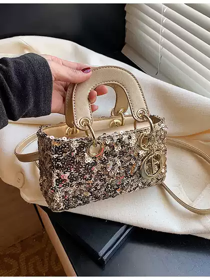 Fashionable Sequin Handbag for Women 2024 New Style Trendy Versatile Lady Diamond Shape Shoulder Crossbody Bag Celebrity Inspired