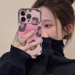 粉色豹纹适用iPhone17手机壳华为苹果16promax大视窗15保护套14