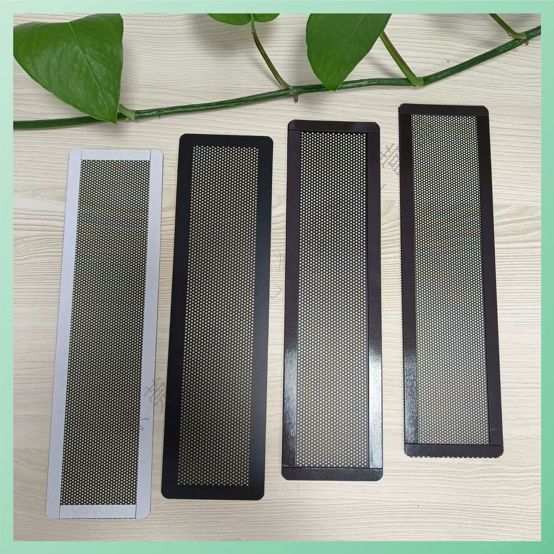 Black and white PVC filter with round hole PC rectangular cut with magnets on four sides PC dustproof mesh with double-sided tape filter
