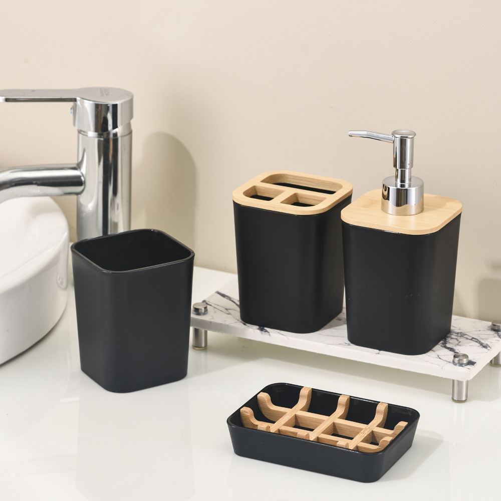 Jabonera con Drenaje para Baño Plástico PP y Bambú Biodegradable, Con Drenaje para Baño Doméstico image 4