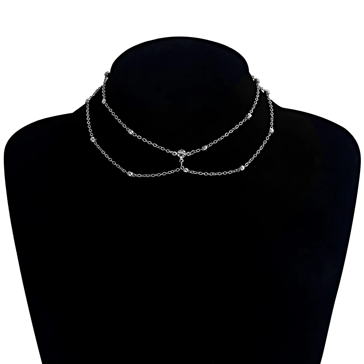 Europa y América exagerada sexy playa vacaciones cuerpo ropa cadena collar creativo rhinestone colgante borla collar cadena del pecho