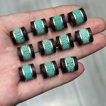 黑檀木镶嵌黄铜绿松石桶珠手链项链文玩佛珠手工穿珠diy饰品配件