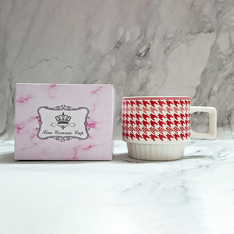 Houndstooth Stapelbare Kaffeetassen Für Paare Und Geschenke_voghion.com