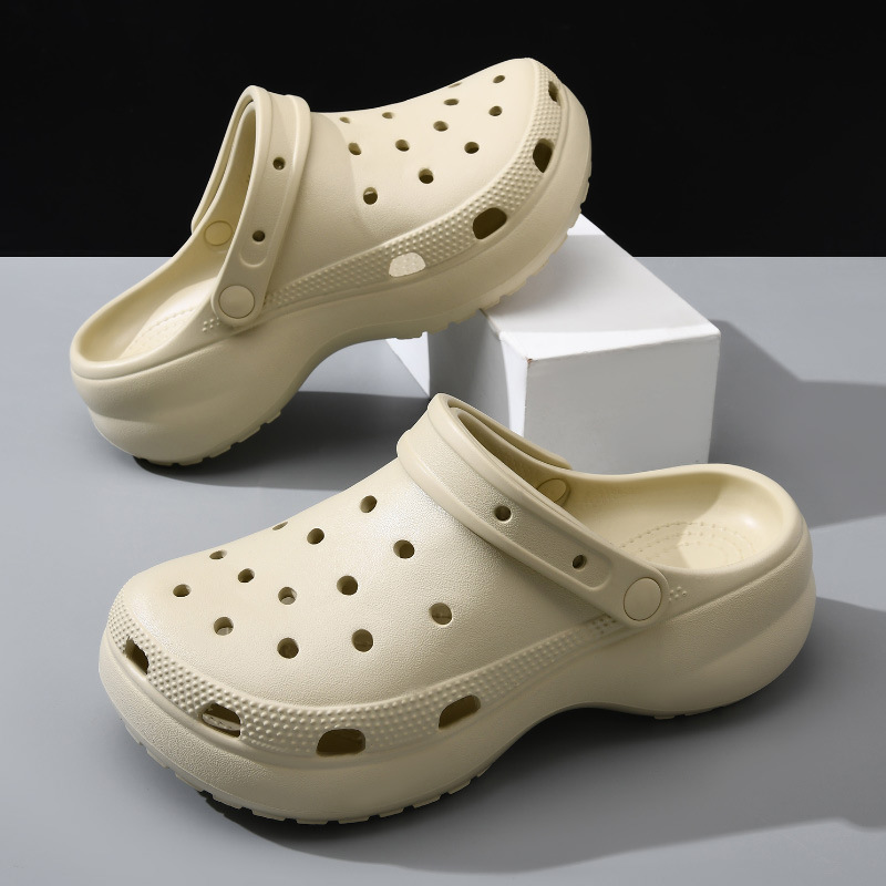 Zapatos con agujeros de suela gruesa al por mayor para mujer, uso exterior de verano, sandalias antideslizantes, transpirables y sin olor