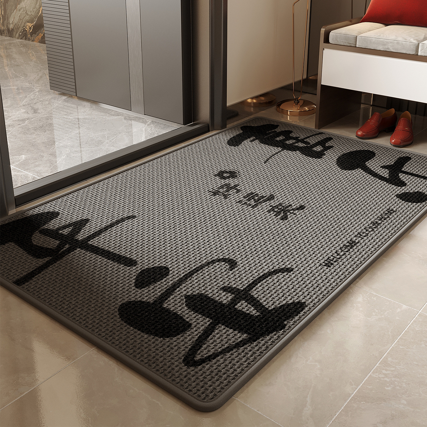 2026 nueva alfombra de puerta roja de alto nivel alfombra de puerta alfombra de pie sin lavado se puede personalizar alfombra de tejido