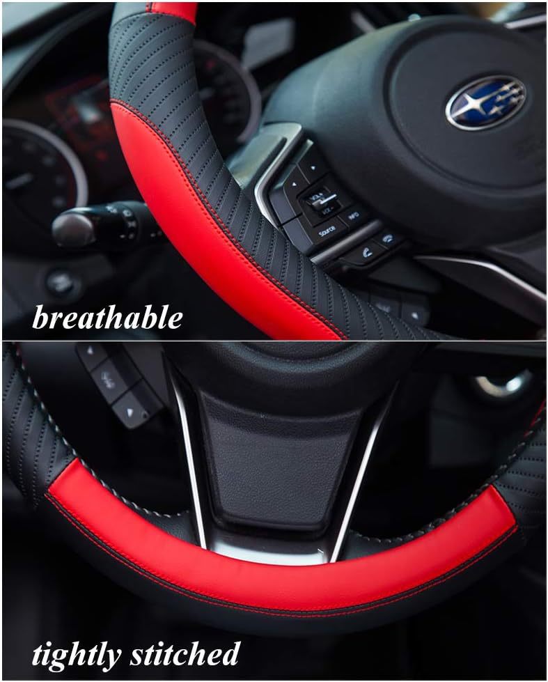 Cross-Border E-Commerce Popular Car Steering Wheel Cover White Rubber Inner Ring Leather Embossed Four-Season Universal Handlebar Cover Wholesale