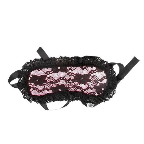 Pink Lace Eye Mask Set for Women, Practical Blindfold for Sleep, Black Sexy Lace with Handcuff Strap