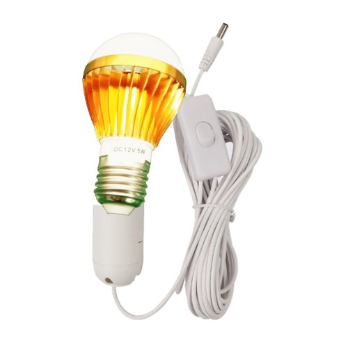 Bulb with 3-meter DC cord, 12V 5W E27 screw base bulb, compatible with solar controller small system light bulb
