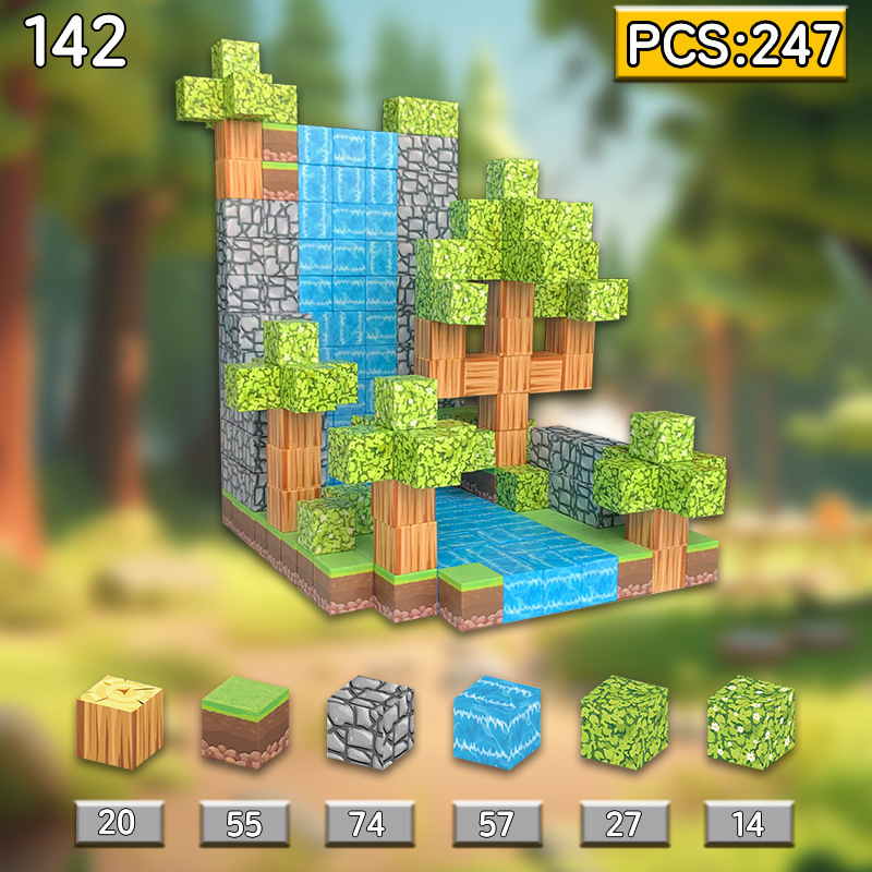 Transfronterizo My Magnet World Imán Bloques de construcción cuadrada Serie de bosque primitivo Bloques de construcción magnética Juguetes para niños