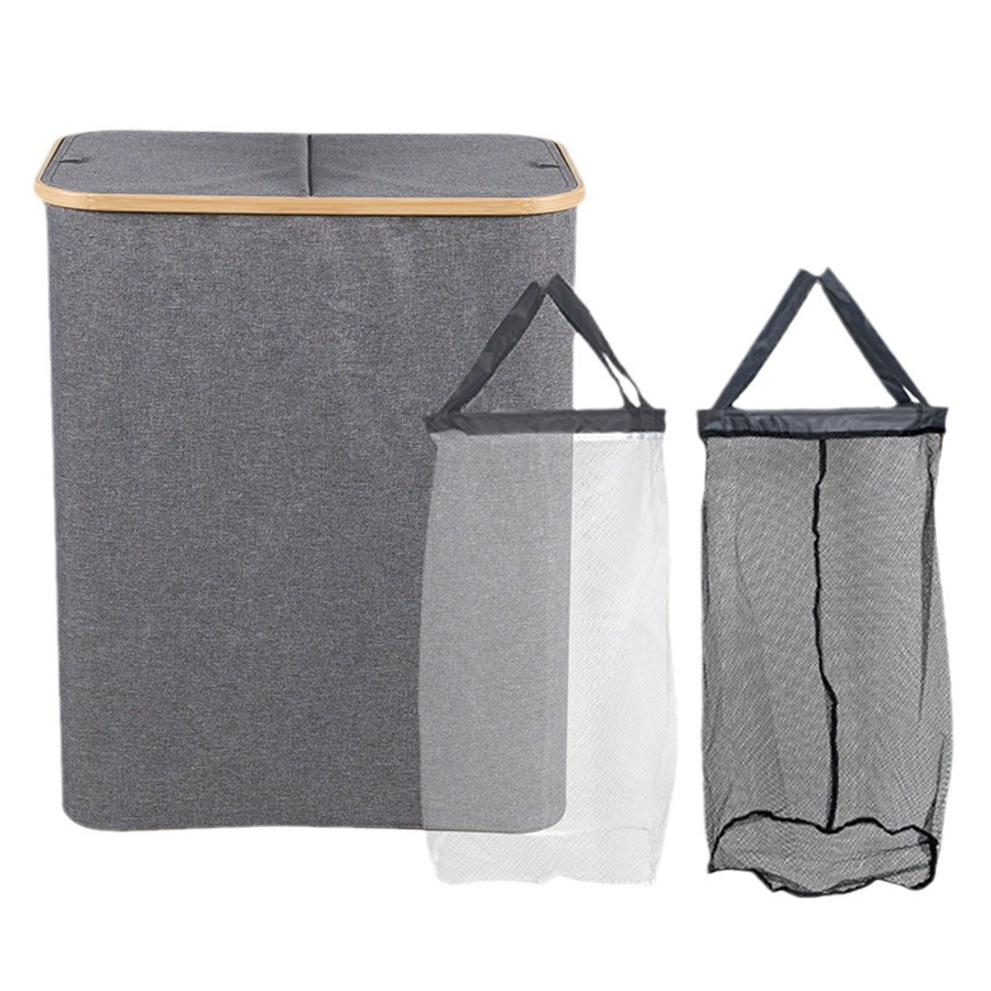 Gran 160L con 2 anillos de hierro bolsa interna desmontable cesta de ropa sucia cesta de almacenamiento de ropa sucia cesta de almacenamiento de juguetes