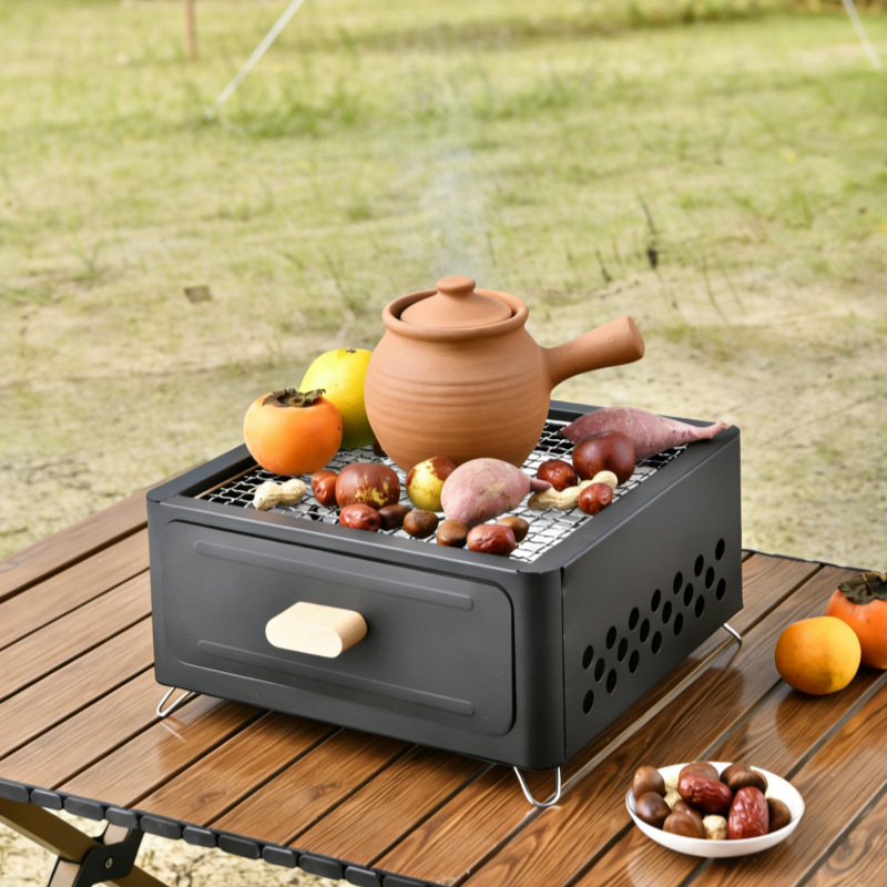 704 horno de camping para cocinar té bajo horno de parrilla de carbón portátil al aire libre de patio interior