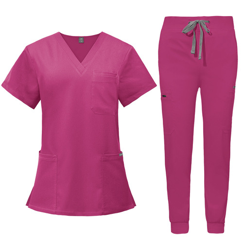 New Product Double Layer Multifunctional Pocket Nurse Uniform Surgery Anesthesia Worker Short Sleeve Pants Set