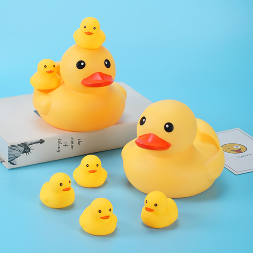 Playful Water Sound Yellow Duck Baby Bath Toy Yellow Duck Set Squeezable Parent-Child Ducks Children Baby Duck
