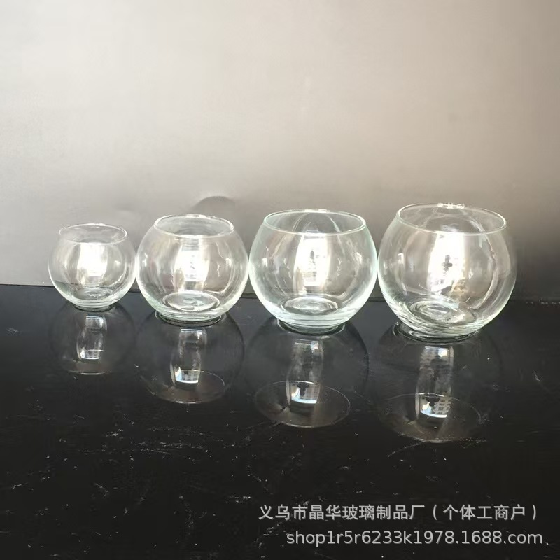 Taza esférica transparente taza huevo taza vela taza vacía taza esférica de vidrio estallado vasos de vidrio hidropónicos domésticos