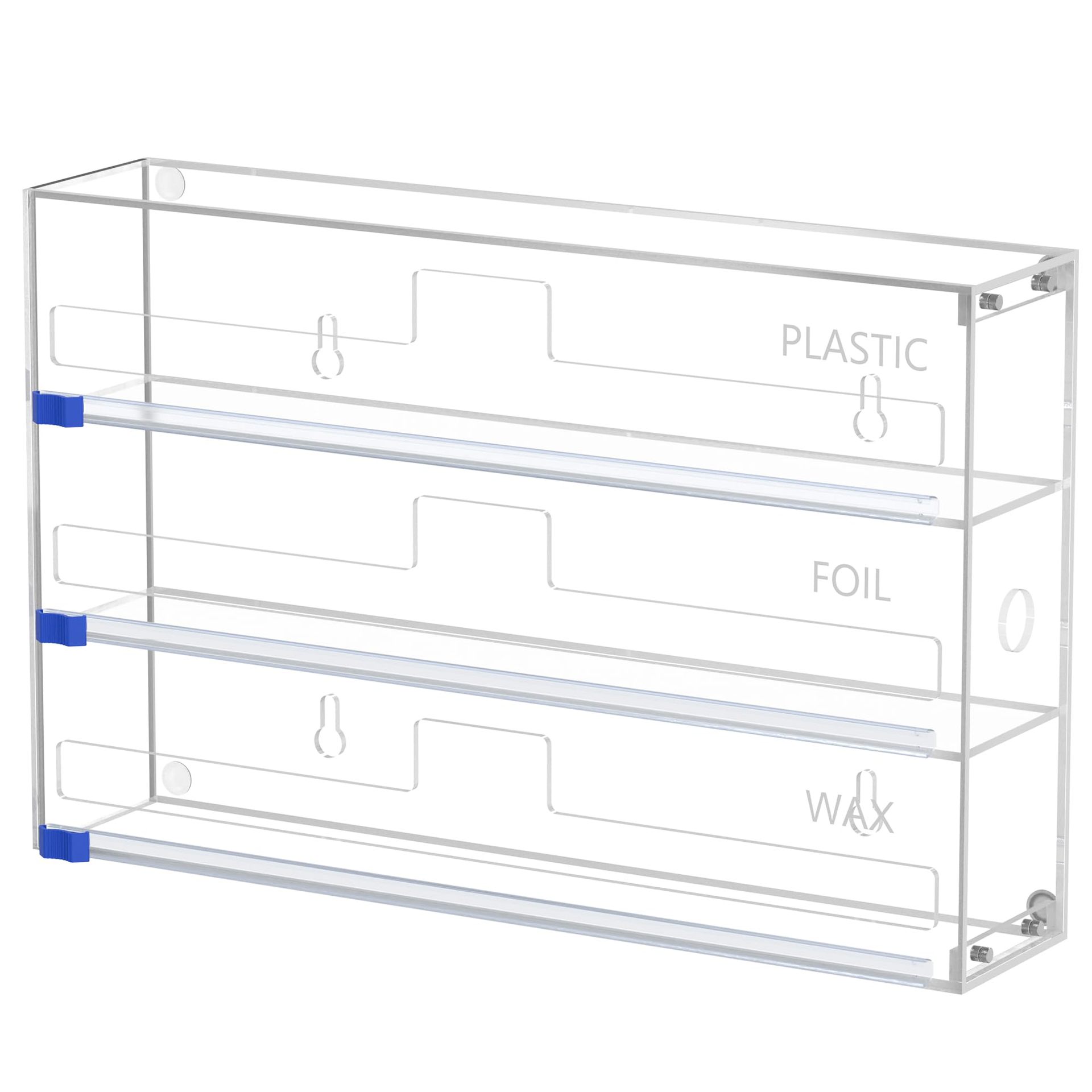 Caja de almacenamiento de película de acrílico personalizada 3 en 1 dispensador de película de cocina de cajón de polpa para terminar y almacenar
